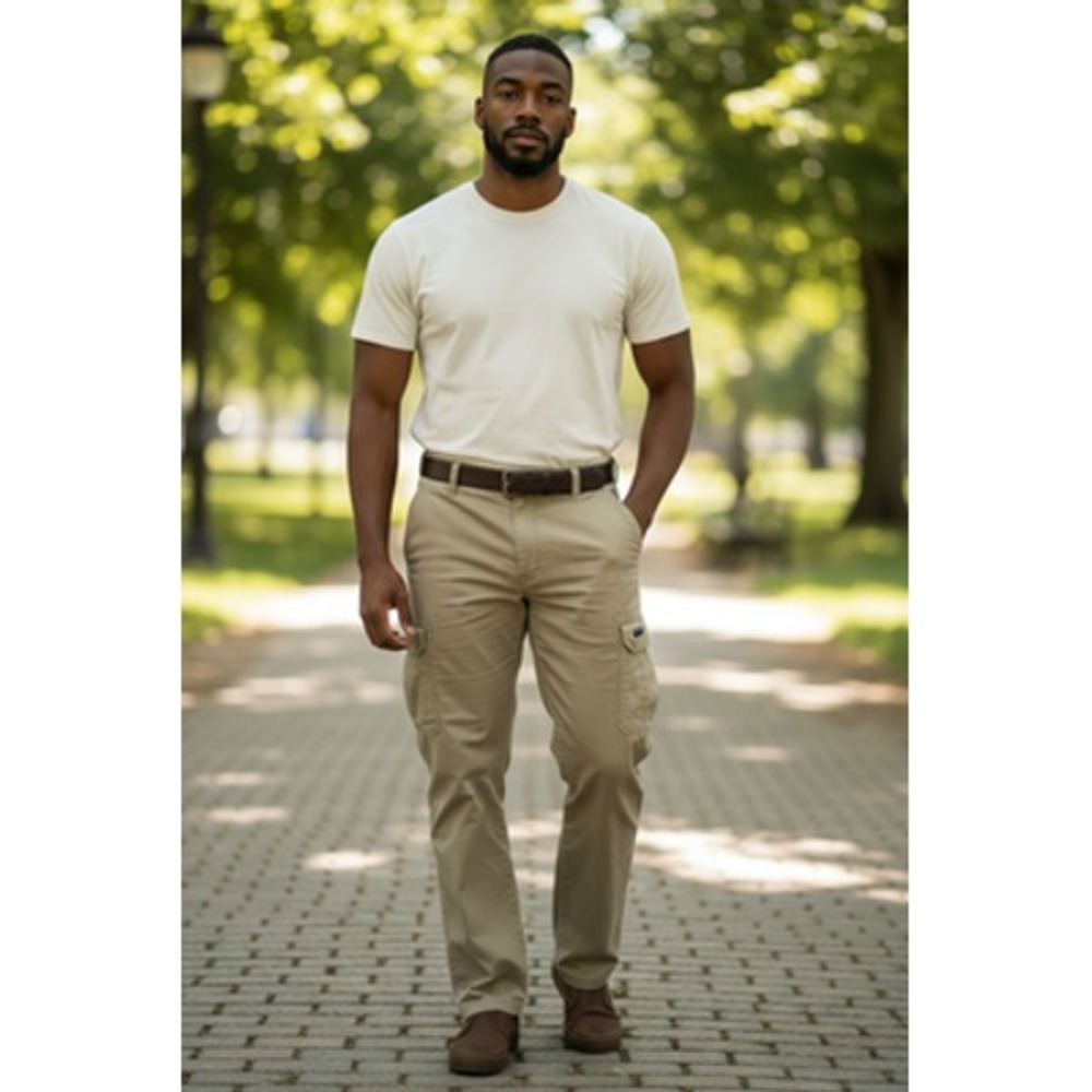 Wrangler Cargo Pants Mens 40 Khaki Relaxed Fit Stretch Utility Pockets Casual